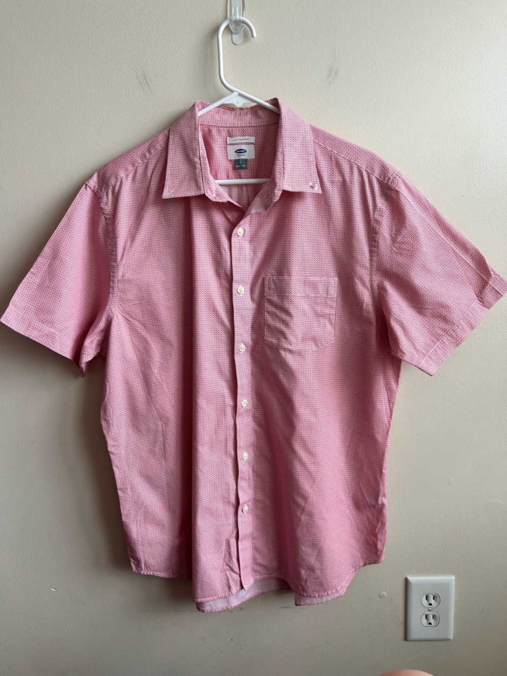 Old Navy Mens Red Patterned Slim Fit Dress Shirt Button Up L